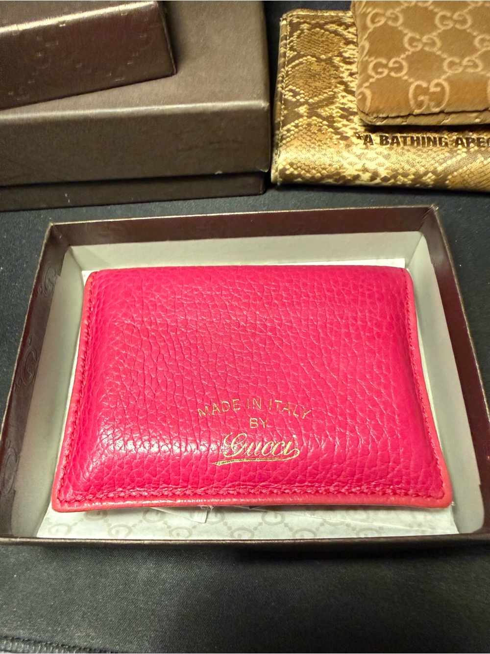 Gucci Pink Leather Card Holder Made in Italy